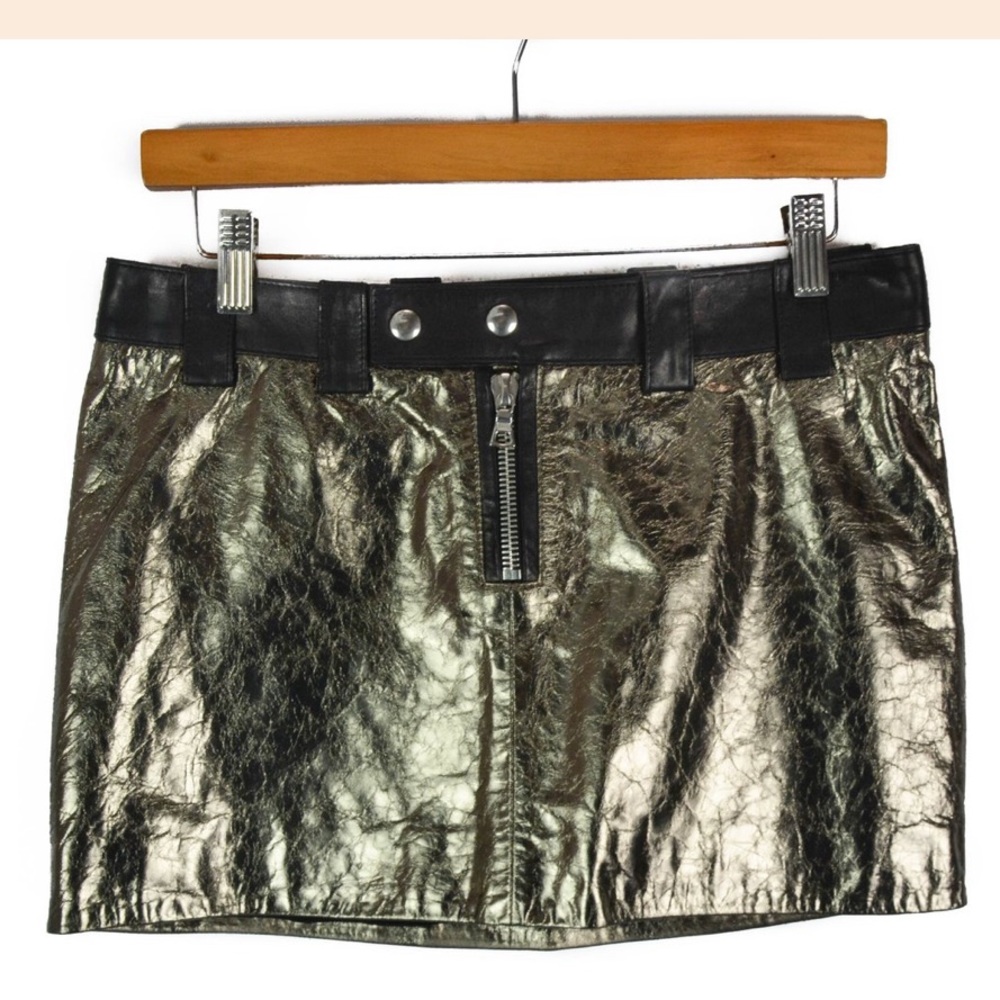 Beau Souci Women's  'Harley' Crackled Leather Mini Skirt 4